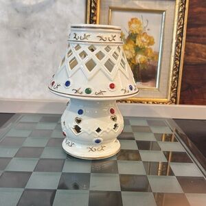 Vintage fairy light Christmas candle holder, 7.5 inches